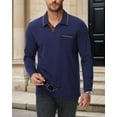 thumbnail image 3 of AIR-Mens Casual Polo Shirts Classic Button Basic Shirt Color Block Cotton Tees Stylish Tops, 3 of 4