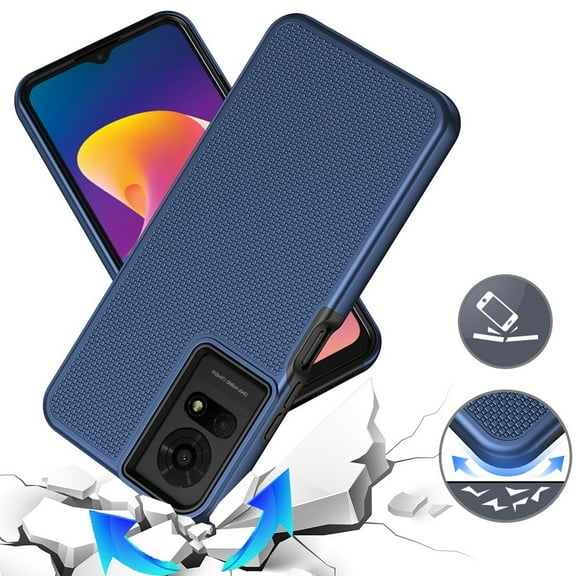 For TCL 50 LE Dual Layer Heavy-Duty Hybrid Rugged Case Rugged Texturized TPU & PC Shockproof Silicone Military Grade Cover, XPM Phone Case [Blue]