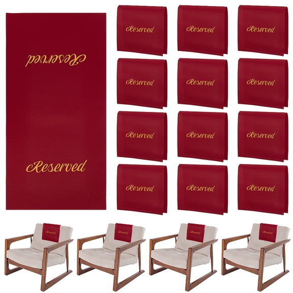 12Pcs Dark Red Reserved Seating Signs 21.7Inch Chair Reserved Seat Sign Cloth Church Placeholder Pew Signs