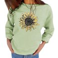 thumbnail image 2 of Sudadera con cuello redondo y estampado de girasoles, manga larga, informal, para mujer, para el hogar, viajes, deportes, compras, verde oliva XXL, 2 of 6