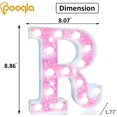 thumbnail image 4 of Batería LED Pooqla con forma de marquesina con letra R, color rosa claro, 4 of 6