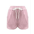 thumbnail image 3 of BLTIBY Womens Shorts Casual Summer Elastic Waist Drawstring Comfy Casual Fashion Loose Wide Leg Beach Shorts Lightweight Short Pants with Pockets 2024 Pink XL, 3 of 7