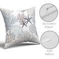 thumbnail image 3 of Ocean Coral Pillow Covers 18x18 Inch Nautical Coastal Throw Pillows Set of 2 Beach Seashell Starfish Pillow Case Soft Cotton Square Cushion Covers for Home Couch Sofa Patio Bedroom, Brown, 3 of 6