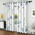 thumbnail image 3 of Lfeey Kitchen Curtains 63 inch Long, Grommet Top 2 Panels for Bedroom Bathroom Window, Blue Floral, 3 of 6