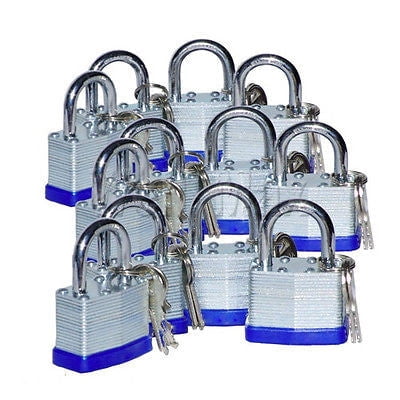 12 Piece 40mm Laminated Pad Locks