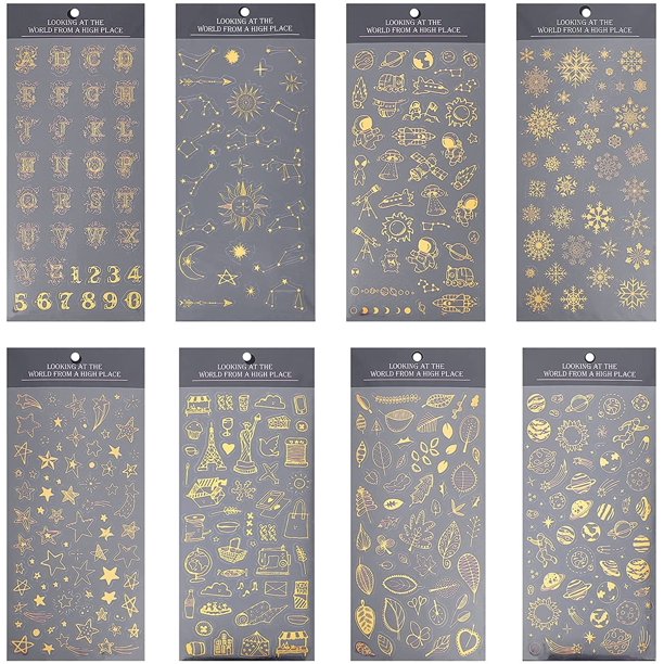 8 pegatinas autoadhesivas de estilo mixto, decorativas, con forma de estrella y copo de nieve, para personalizar el marco de fotos de la cuenta de mano, el álbum, la botella de agua para ordenador