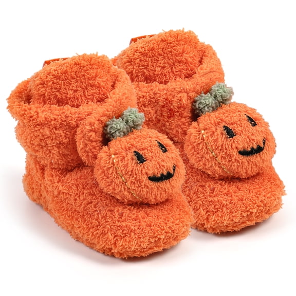 Ecetana Baby Fuzzy Bootie Slippers Halloween Cozy Sock Shoes Soft Infant Shoes Warm Fleece Slippers for Toddlers