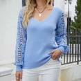 thumbnail image 3 of TIHLMK Women's Blouses Women Fashion Comfortable Solid Color Long Sleeves V-Neck Top Blouse Gifts for Women, 3 of 5