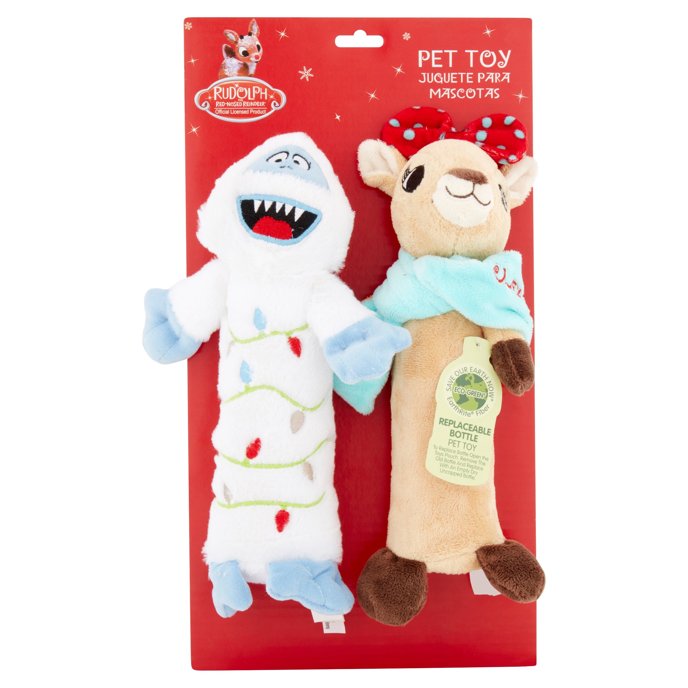 Rudolph The RedNosed Reindeer Holiday Squeaky Bumble & Bottle Clarice Dog Pet Toy Set