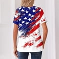 thumbnail image 5 of Women's Patriotic 250th Anniversary USA Shirt V-Neck Button American Flag Print Short Sleeve T-Shirts, 5 of 5