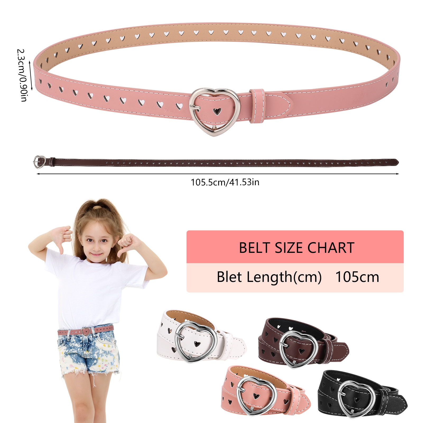 Bocaoying Girls Heart Belt 4-Pack Adjustable photo 2