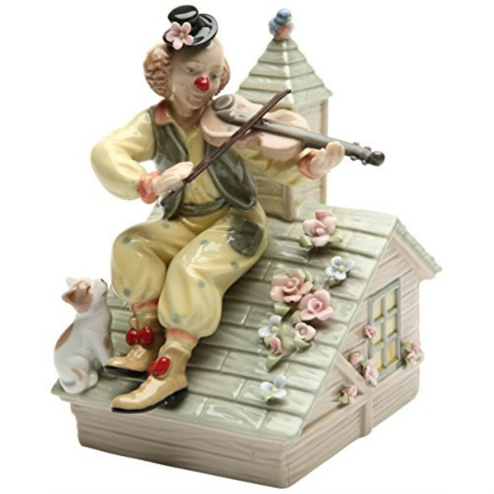 cosmos gifts 20867 clown with violin musical ceramic figurine, 61/4inch