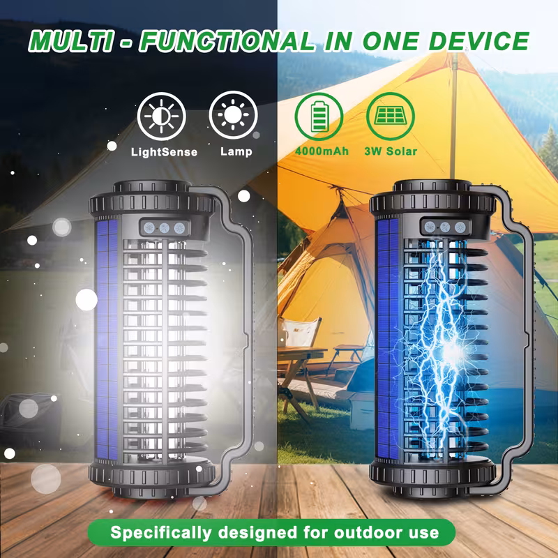 Outdoor solar insect killer, high-efficiency indoor mosquito killer, wireless rechargeable 4000mAh battery, waterproof mosquito repellent, suitable for outdoor, terrace, backyard, garden