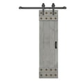 thumbnail image 4 of Mid-Century Style 24in.X 84in. French Gray  Finished Knotty Pine Wood Barn Door with  Hardware Kit, 4 of 7