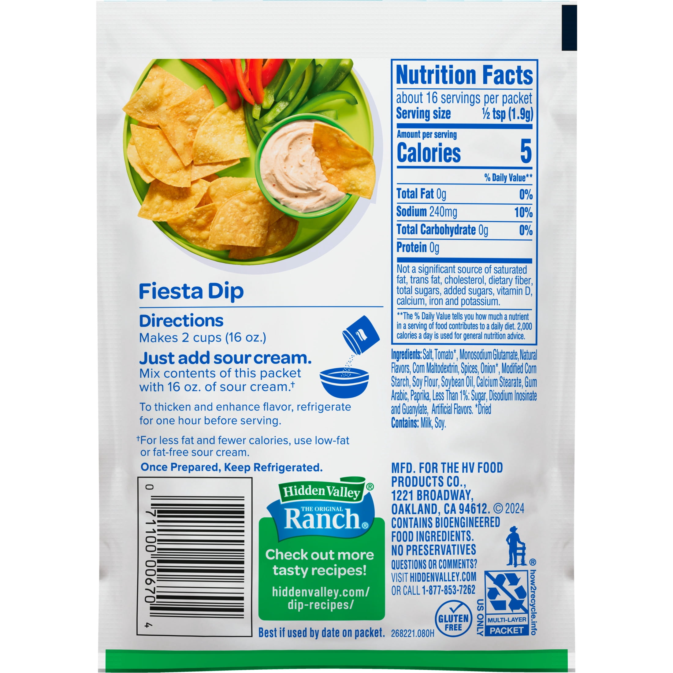 Hidden Valley Fiesta Ranch Dip Mix, 1 oz Packet