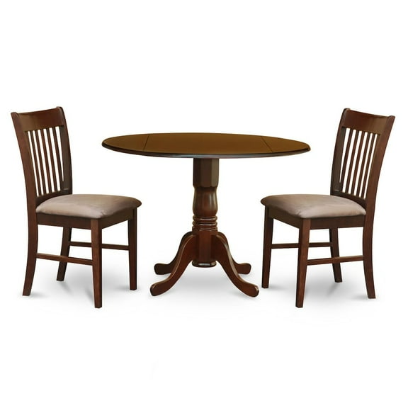 East West Furniture Dublin 3-piece Traditional Wood Dining Set in Mahogany