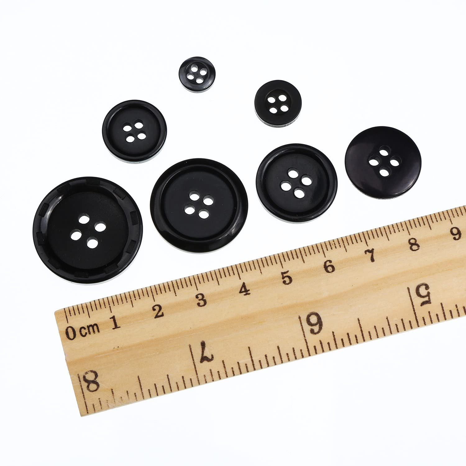 Assorted Sizes Black 2 and 4 Holes 400 Pieces Buttons Round Resin Button Sewing Craft Buttons with Storage Box for Valentines Day