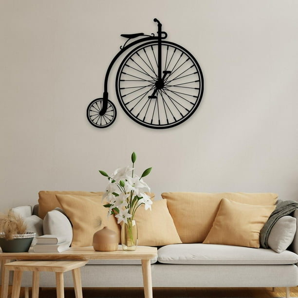Rueda de bicicleta Decoración de pared de metal, Adornos colgantes estéticos decorativos Estatua de hierro para exhibición Hogar Vacaciones Comedor BLESIY Decoraciones de arte de pared