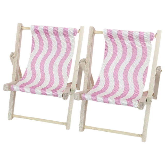 SEWACC Wooden Phone Stand with Bright Pink Color and Beach Chair Shape for Desk Decor and Stable Holding