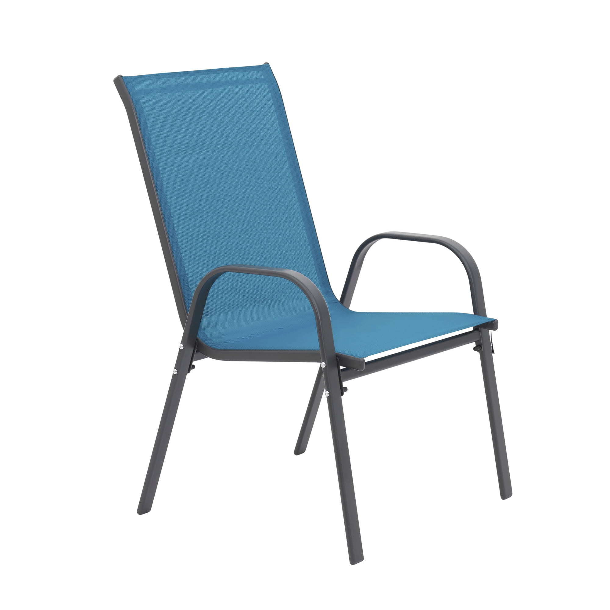 Leumius Outdoor Dining Chair Set of 6, All-Weather Patio Dining Chair with High Backrest and Metal Frame, Indoor Outdoor Chairs for Bistro, Deck, Backyard, Porch,Blue