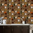 thumbnail image 5 of Peel and Stick Wallpaper Canvas Contact Paper featuring hand drawn autumnal elements brown mushrooms pine Self Adhesive and Removable 17.7in x 118in, 5 of 8