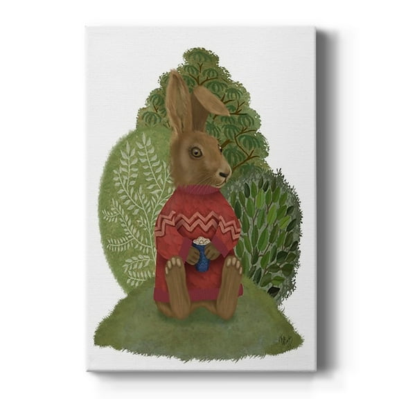 Latte Rabbit in Sweater Premium Gallery Wrapped Canvas - Ready to Hang