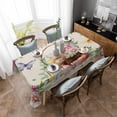 thumbnail image 4 of Easter Eggs Rectangle Tablecloth, Watercolor Eggs Flowers Butterfly Spring Beige Waterproof & StainResistant Tablecloth, Washable Oil-proof Table Cover for Dining/Party/Wedding/Buffet 52x70 In, 4 of 9