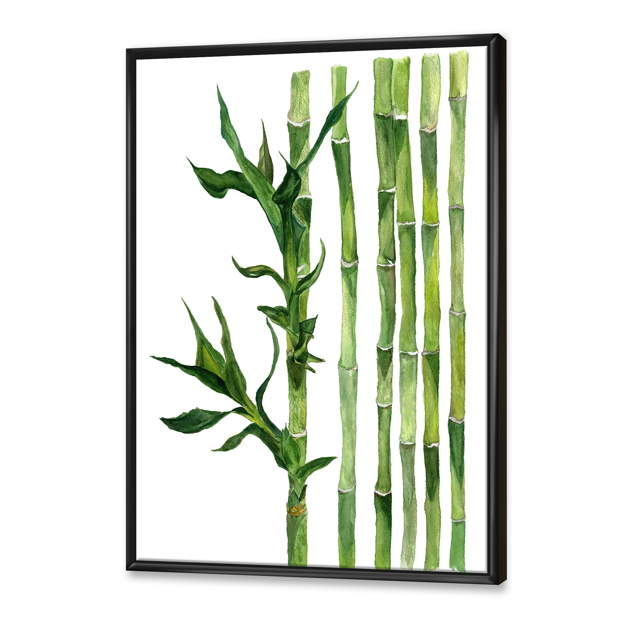 Designart 'The Forest of Bamboo Branches III' Tropical Framed Canvas Wall Art Print