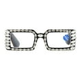 thumbnail image 4 of Women Silver Rhinestone Black Reading Glasses 3.00 Ladies Square Anti-Blue Light Readers +3.00 strength, 4 of 6