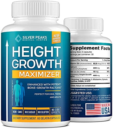 Height Growth Maximizer - Natural Height Pills to Grow Taller - Made in USA - Growth Pills with Calcium for Bone Strength - Get Taller Supplement That
