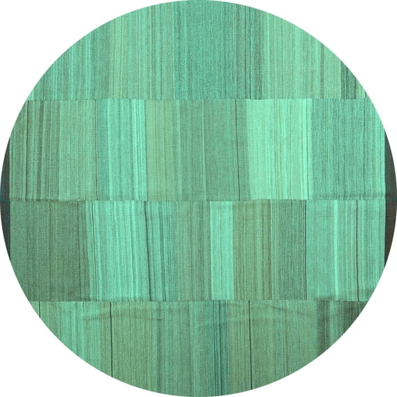 Ahgly Company Indoor Round Abstract Turquoise Blue Contemporary Area Rugs, 7' Round