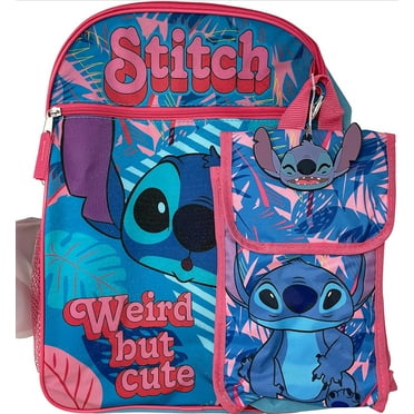 Stitch 16" Backpack 5pc Set with Lunch Kit, Bottle, Keychain & Carabiner