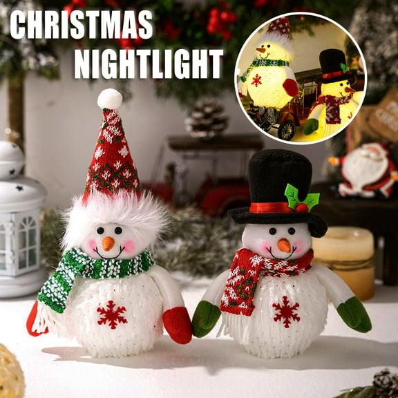 WKSCLPA Christmas Table Decorations, Glowing Snowman Doll Tabletop Decorations, LED Warm Lighting Cute Snowman Ornaments for Home Kitchen Xmas Holiday Party Decor, #B