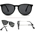thumbnail image 3 of QiShi Vintage Round Sunglasses for Women Men Classic Retro Designer Style-Black, 3 of 8
