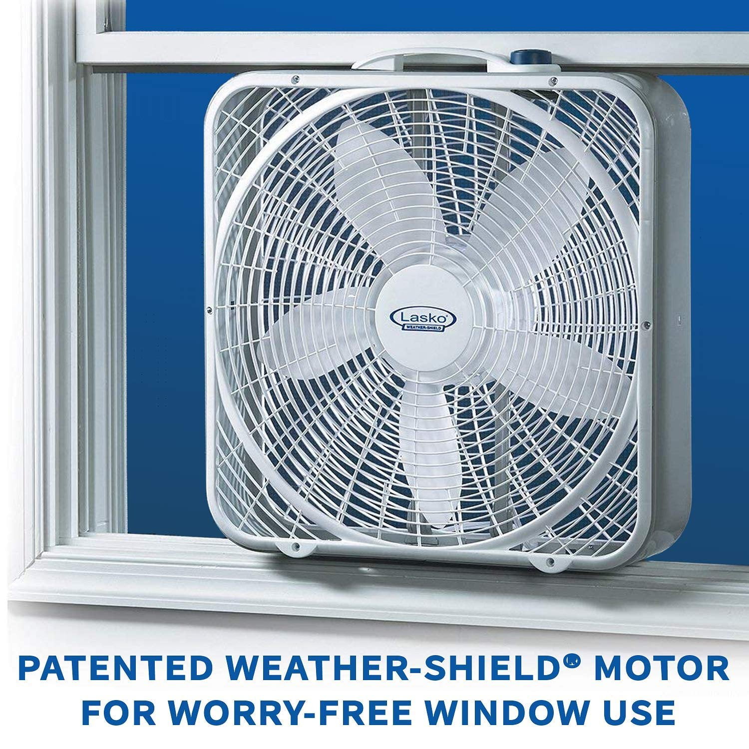 Lasko Weather-Shield Performance Box Fan 3720 - Wind Ring System, 3 Speeds - 20 Inch