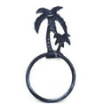 thumbnail image 4 of Hampton Nautical Rustic Palm Tree Towel Holder 9" Bathroom Beach Decor-Cast Iron, Solid Light Blue, 4 of 7