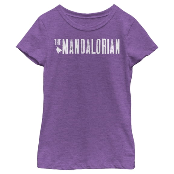Girl's Star Wars: The Mandalorian Distressed Title Logo  Graphic Tee Purple Berry X Large