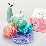 AmazerBath Shower Caps for Women Reusable Waterproof, 4 Pack Women Shower Caps Reusable EVA Hair Cap for Shower Double Protection Layers Elastic, Medium Size