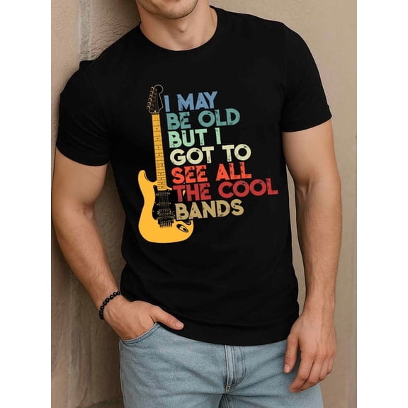 Greenink Vintage Rocker's Band Tee men graphic t shirts black graphic summer Hip-hop streetwear Weekend casual wear Funny Unisex Shirt Short Sleeve tshirts