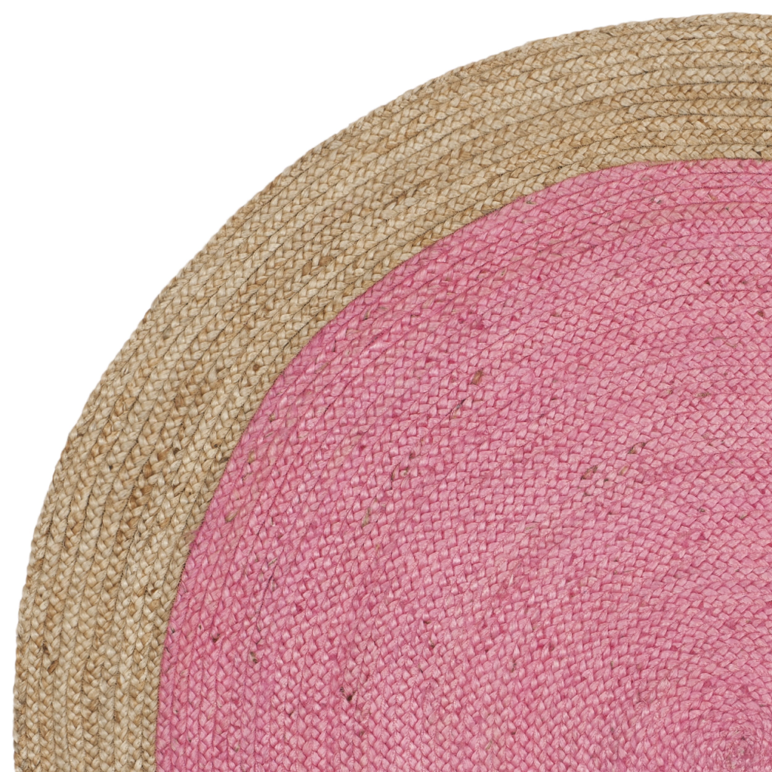 SAFAVIEH Natural Fiber Cebrail Braided Jute Area Rug, Pink/Natural, 5' x 5' Round