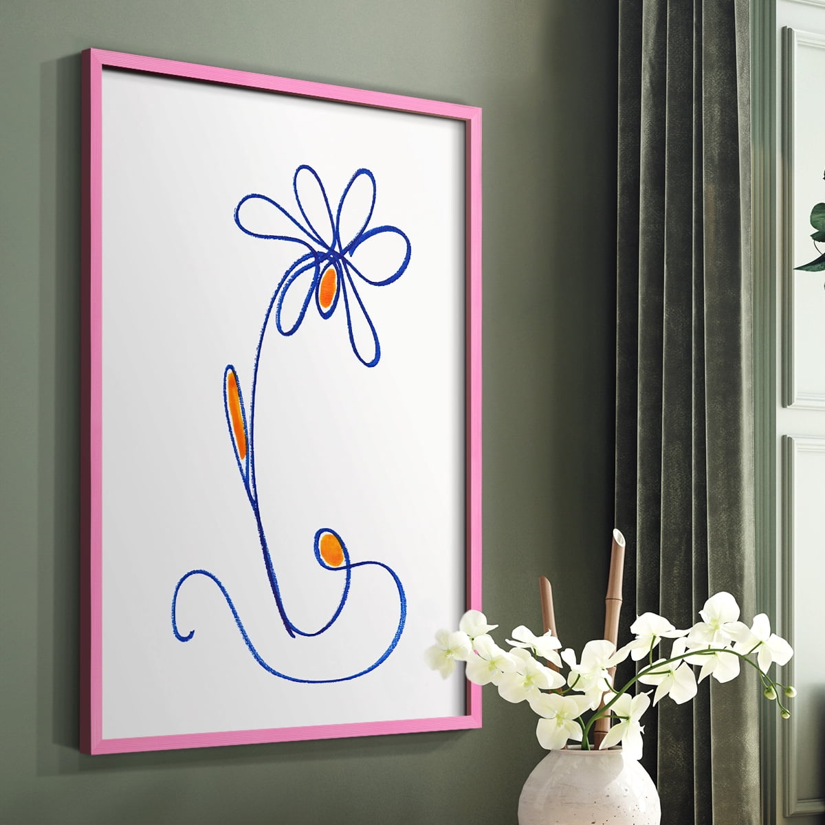Wobbly Blooms II Framed Print - Solid Wood in Single Picture Frame Solid Wood 2 Framed Print