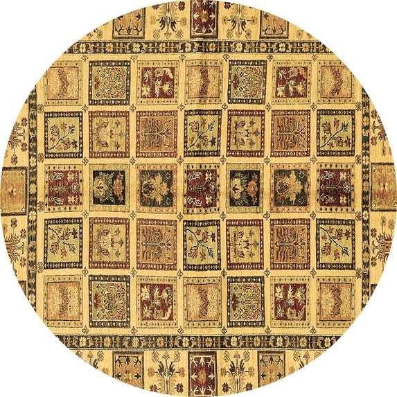 Ahgly Company Indoor Round Oriental Brown Modern Area Rugs, 8' Round