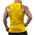 thumbnail image 3 of Sakmal Yellow Summer Tank Tops for Men Yellow Crew Neck Workout Gym Solid Camisole Sleeveless Shirts, 3 of 4