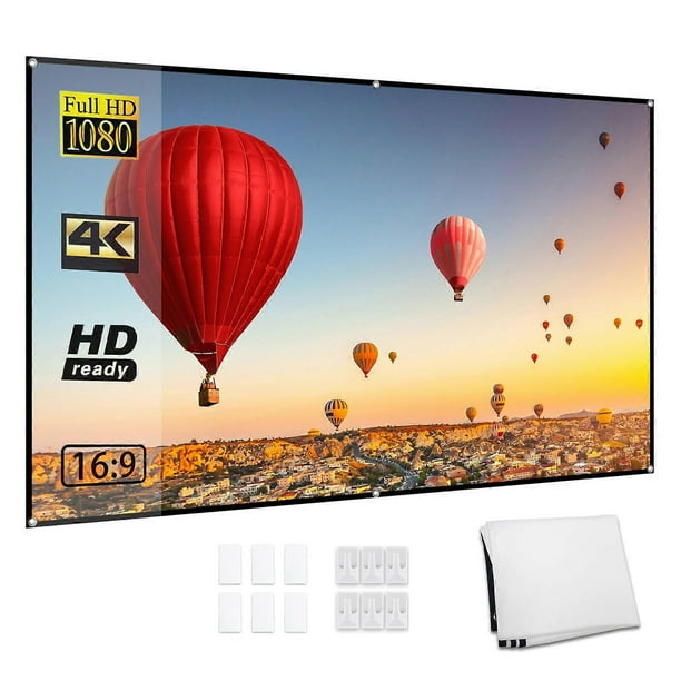 72 inch 16:9 Portable HD Projector Screen, Foldable and Durable, Wall Mountable, for Outdoor Movies, Home Theater, Office
