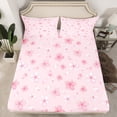 thumbnail image 2 of Castle Fairy Teens Children Pink Flower Cherry Blossom 3Pcs Twin Sheet Sets,Botanical Plants Twin Fitted Sheet,Chic Floral Sakura Breathable Flat Sheet,Ultra Soft Home Decor, 2 of 7