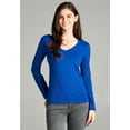 thumbnail image 3 of Emmalise Women's Casual Basic V-Neck Tshirt Long Sleeves Tee Top - Junior and Plus Sizes, 3 of 5