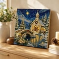 thumbnail image 3 of Christmas Snowy Church Diamond Painting Kit for Adult Beginners 20x20cm Full Round Resin Rhinestone Bead Art with Inner Frame Backboard Starry Winter Forest River Scene Wall Decor Xmas Gift, 3 of 6