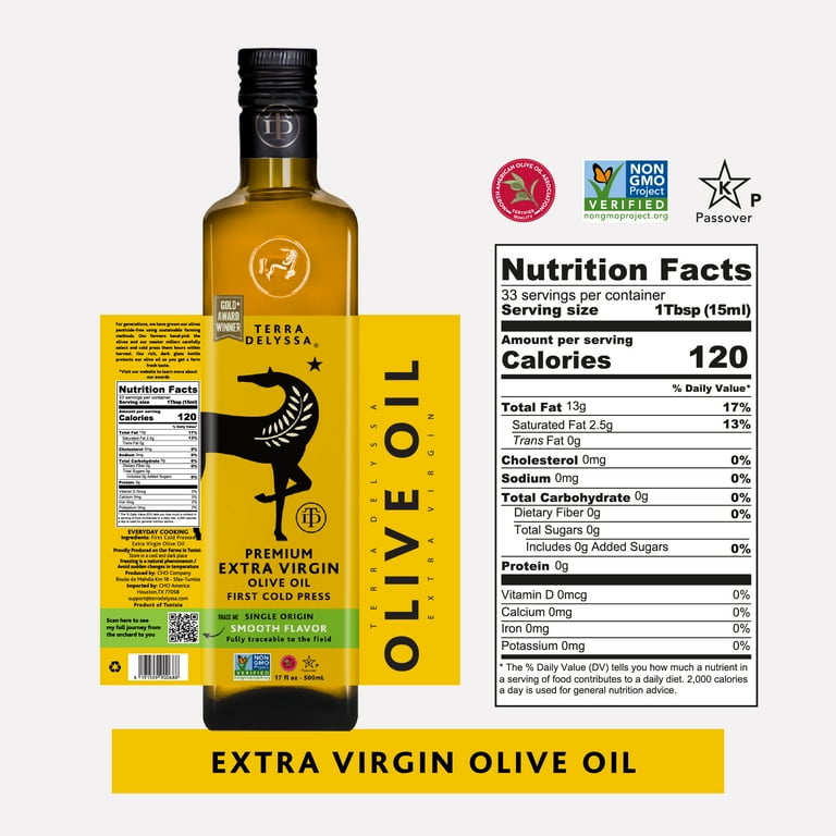 Terra Delyssa Extra Virgin Olive Oil, 17 fl. oz., Glass - Walmart.com