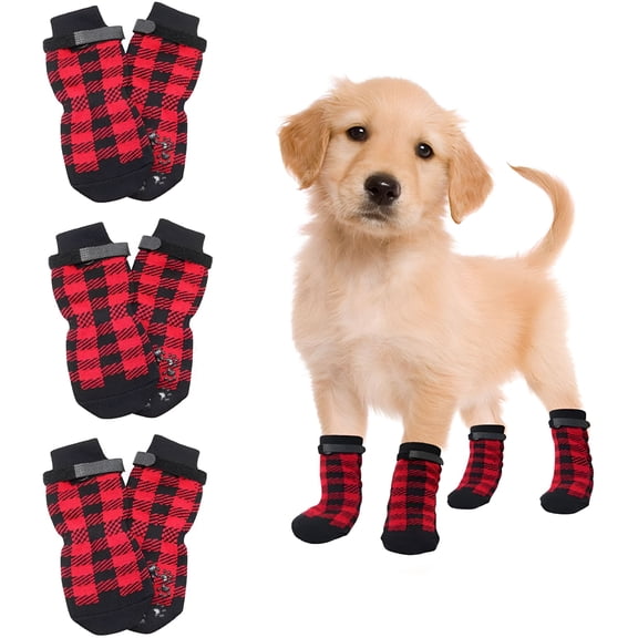 GASTROPOD Soft Cotton Non-Slip Dog Socks, Black, Medium, 4 Piece Set