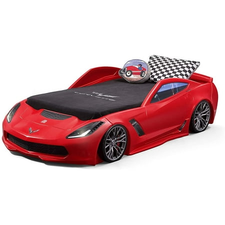 Step2 Corvette Convertible Toddler to Twin Bed with Lights, Red